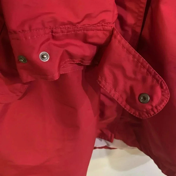 [L]Eddie Bauer Red Mesh Lined Windbreaker Trench Jacket - Picture 7 of 14